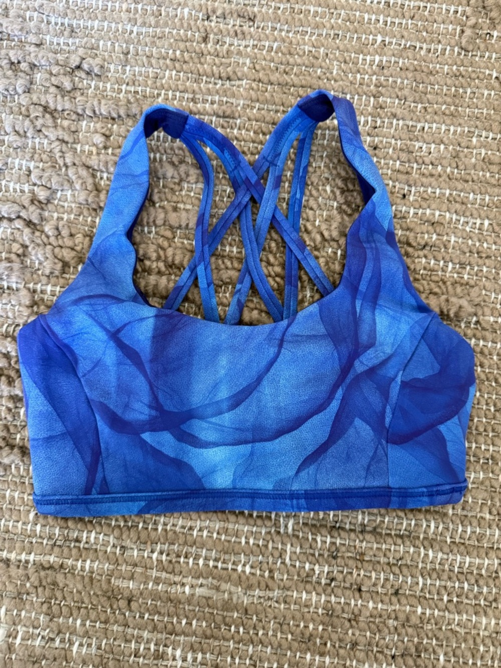 Lululemon Blue Printed Strappy Back Sports Bra